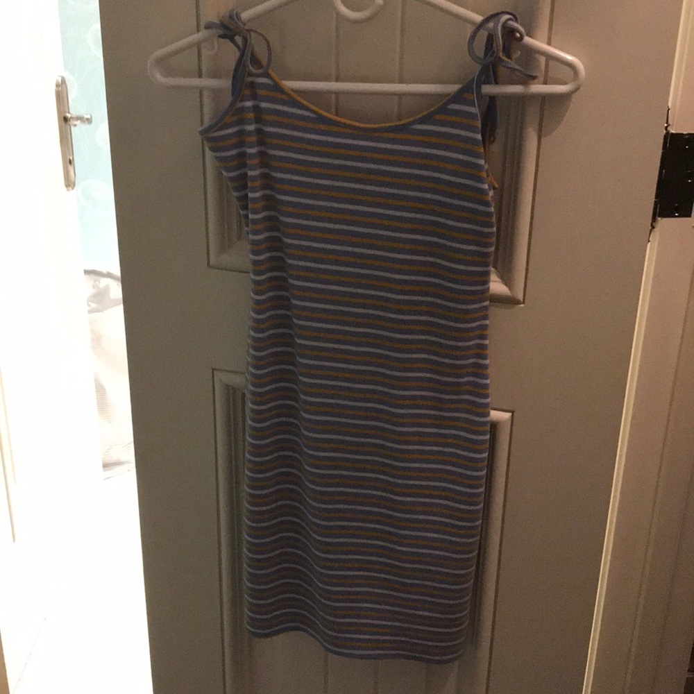 blue white and yellow striped dress - forever 21
